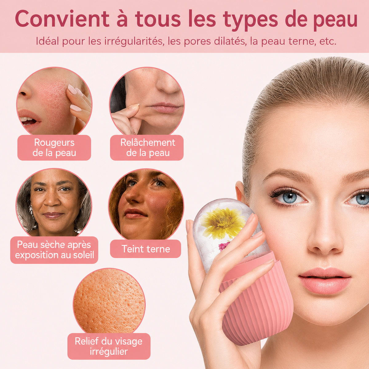 Moule de glace visage – Massage froid