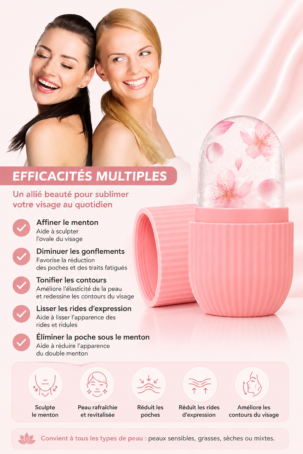 Moule de glace visage – Massage froid