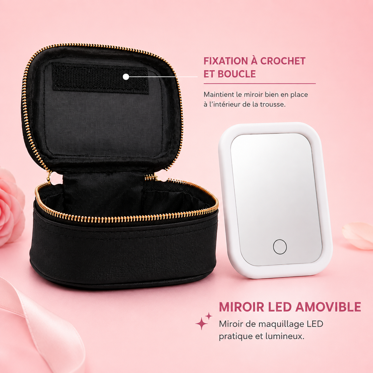 Trousse de maquillage avec miroir LED