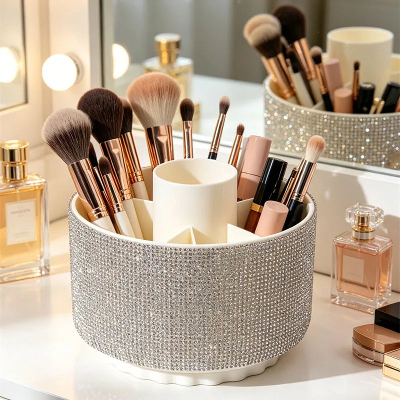 Organisateur beauté rotatif 360° à strass