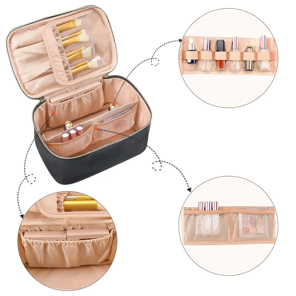 Trousse de maquillage multifonction – Compartiments modulables