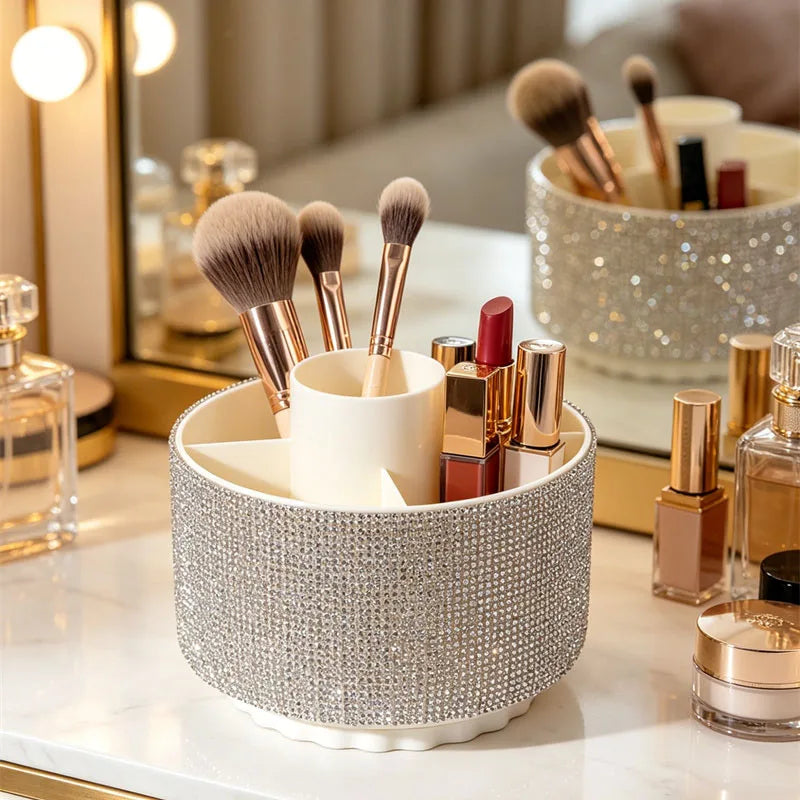 Organisateur beauté rotatif 360° à strass