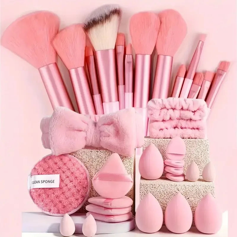 Kit pinceaux & éponges maquillage 33 pièces