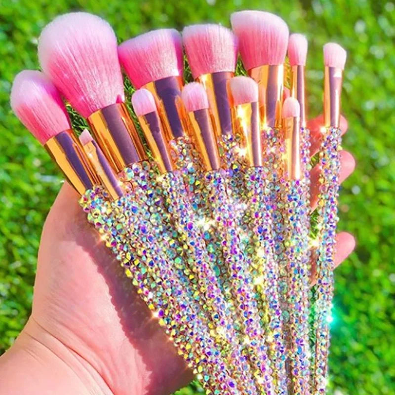 Set de 12 pinceaux maquillage à strass