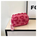 Plush Makeup Bags with Handle Soft Travel Cosmetic Storage Bag Portable Love Print Organizer Pencil Case Cute Clutch Pouch