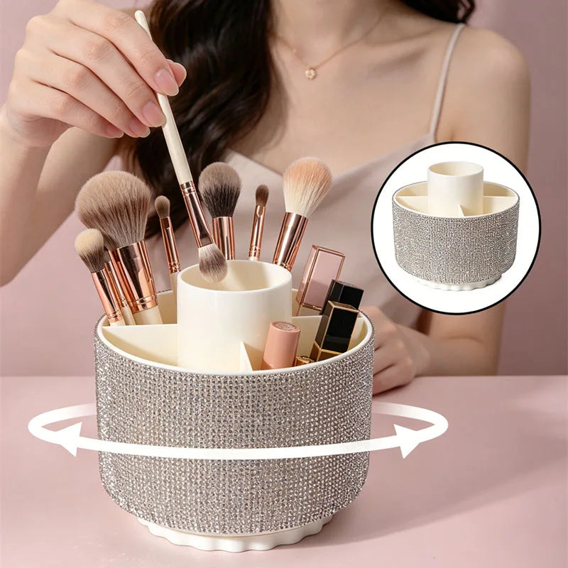 Organisateur beauté rotatif 360° à strass