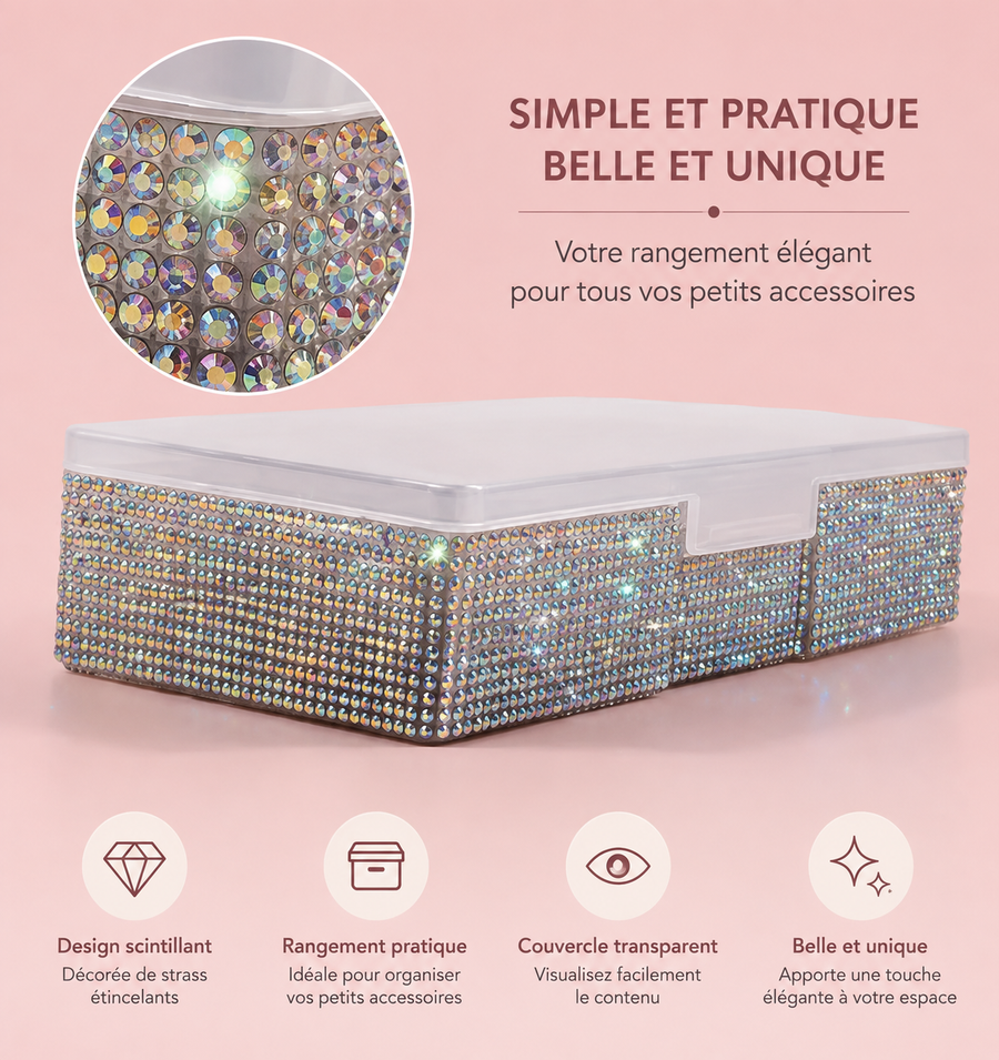 Boîte de rangement Nail Art à strass