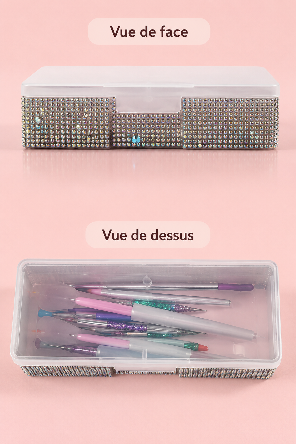 Boîte de rangement Nail Art à strass