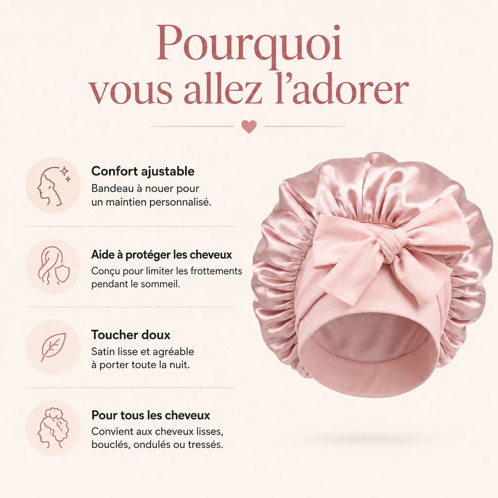 Bonnet de nuit en satin ajustable