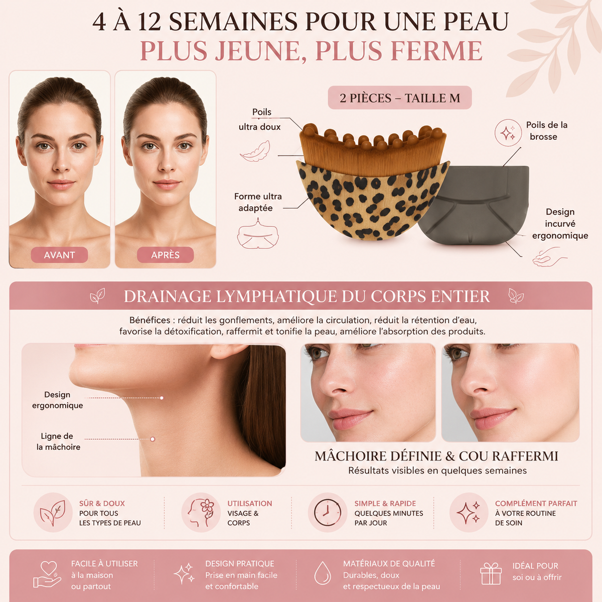 Brosse de massage lymphatique pour le visage