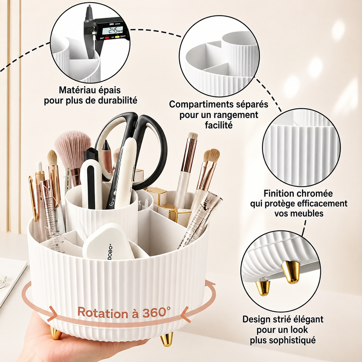 Organisateur de maquillage rotatif 360°