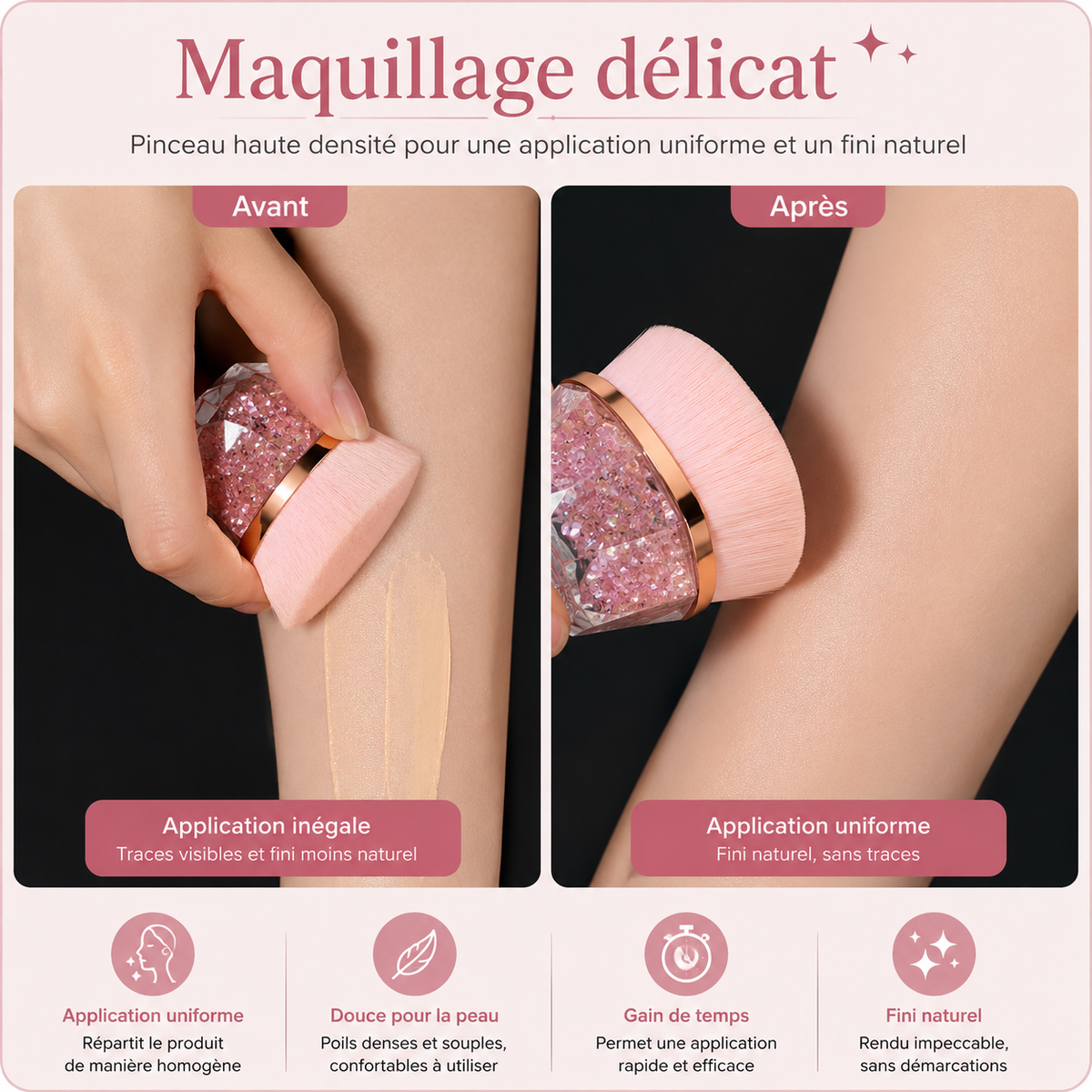 Pinceau fond de teint plat
