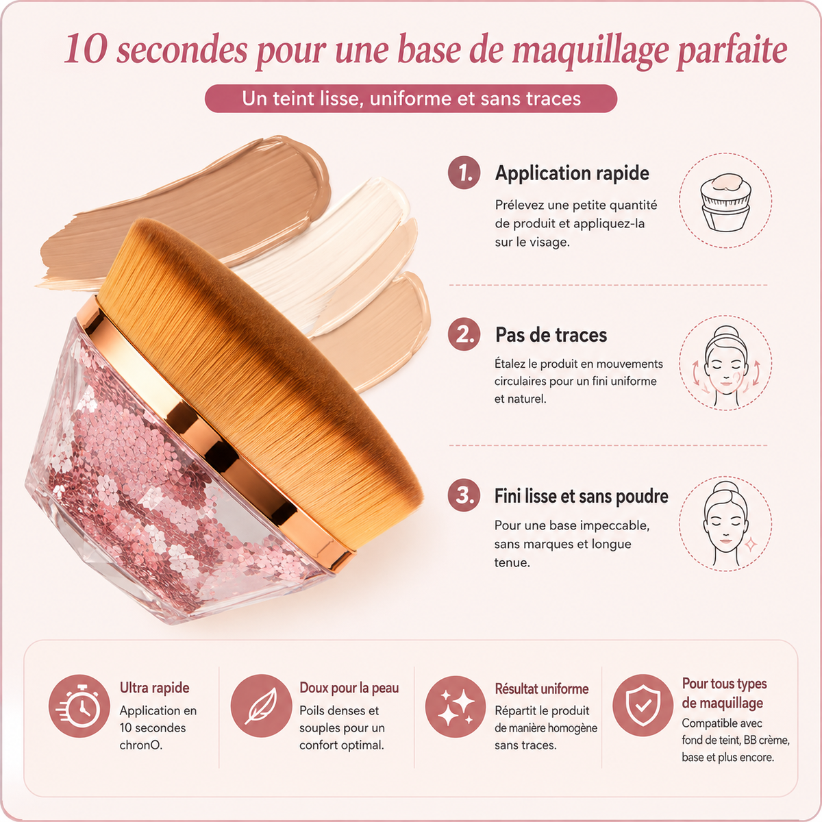 Pinceau fond de teint plat