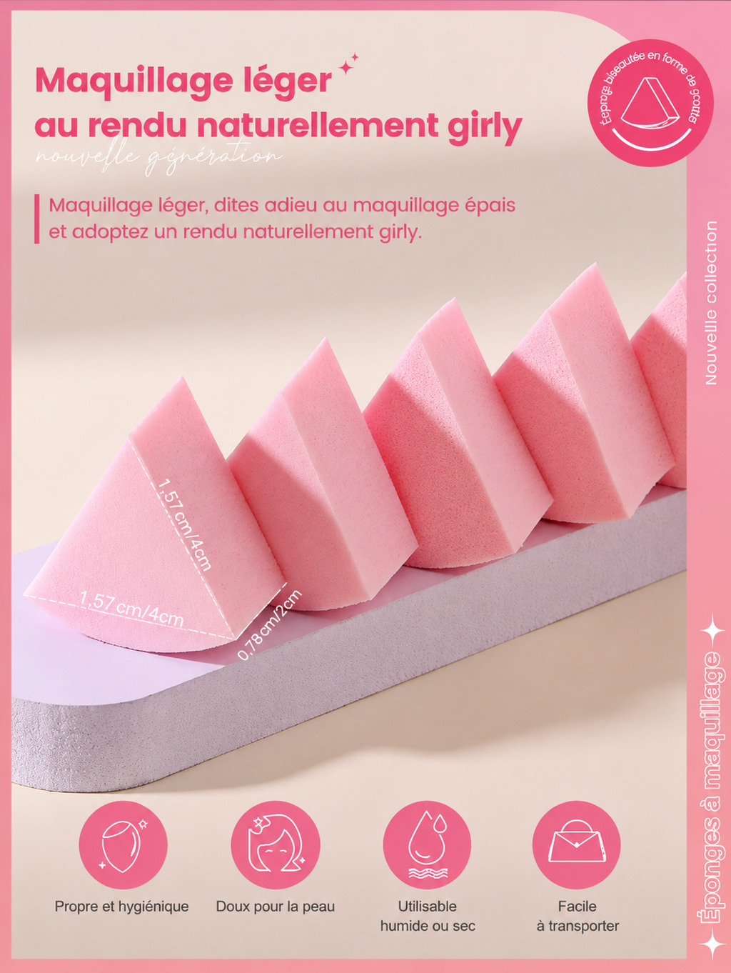 Mini éponges triangulaires de maquillage