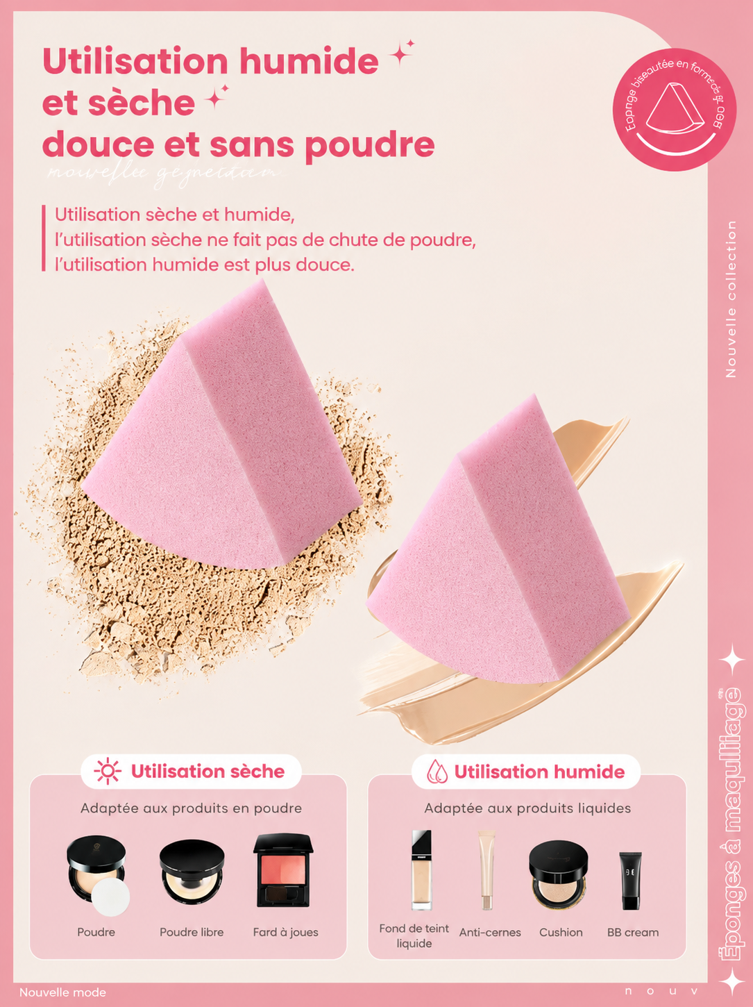 Mini éponges triangulaires de maquillage