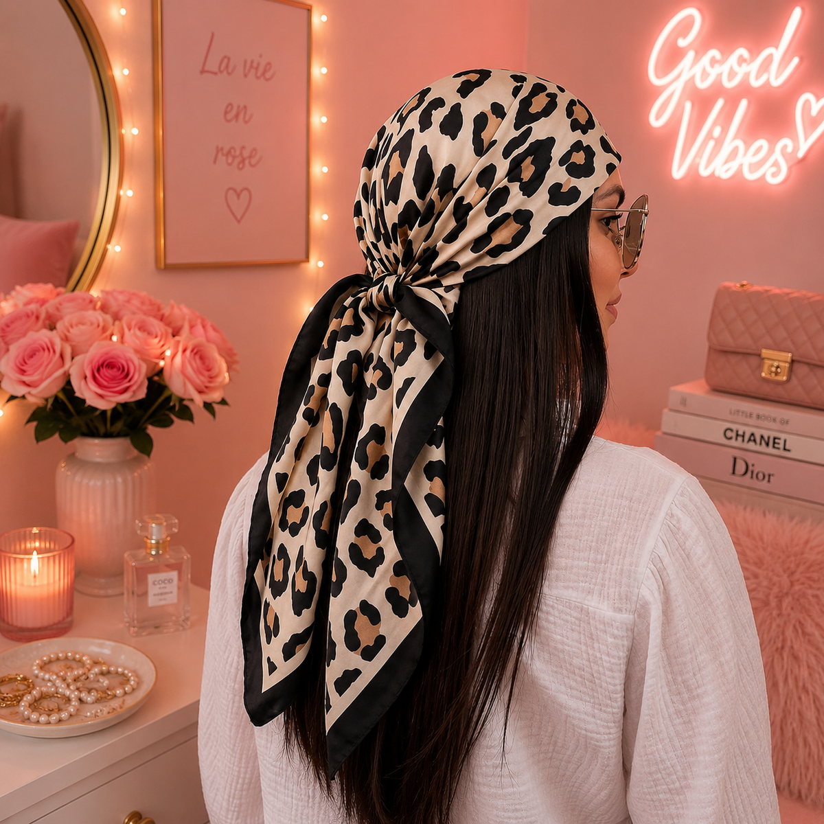 Foulard satiné à motif cachemire