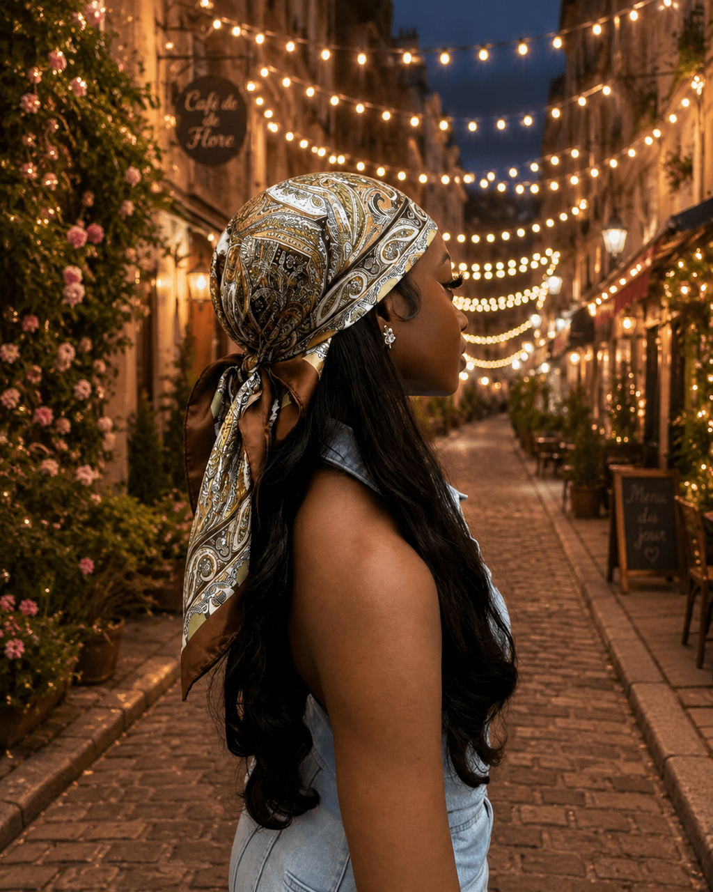 Foulard satiné à motif cachemire