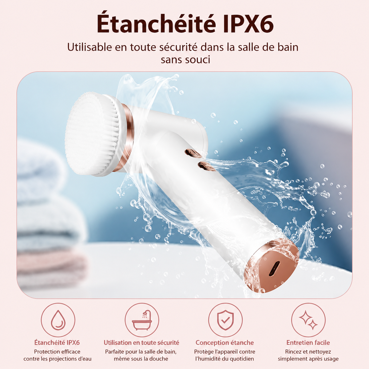 Brosse nettoyante visage électrique – 4 têtes interchangeables