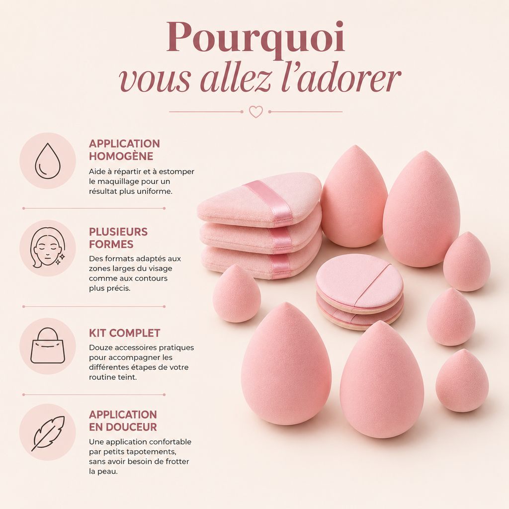 Kit de 12 éponges de maquillage