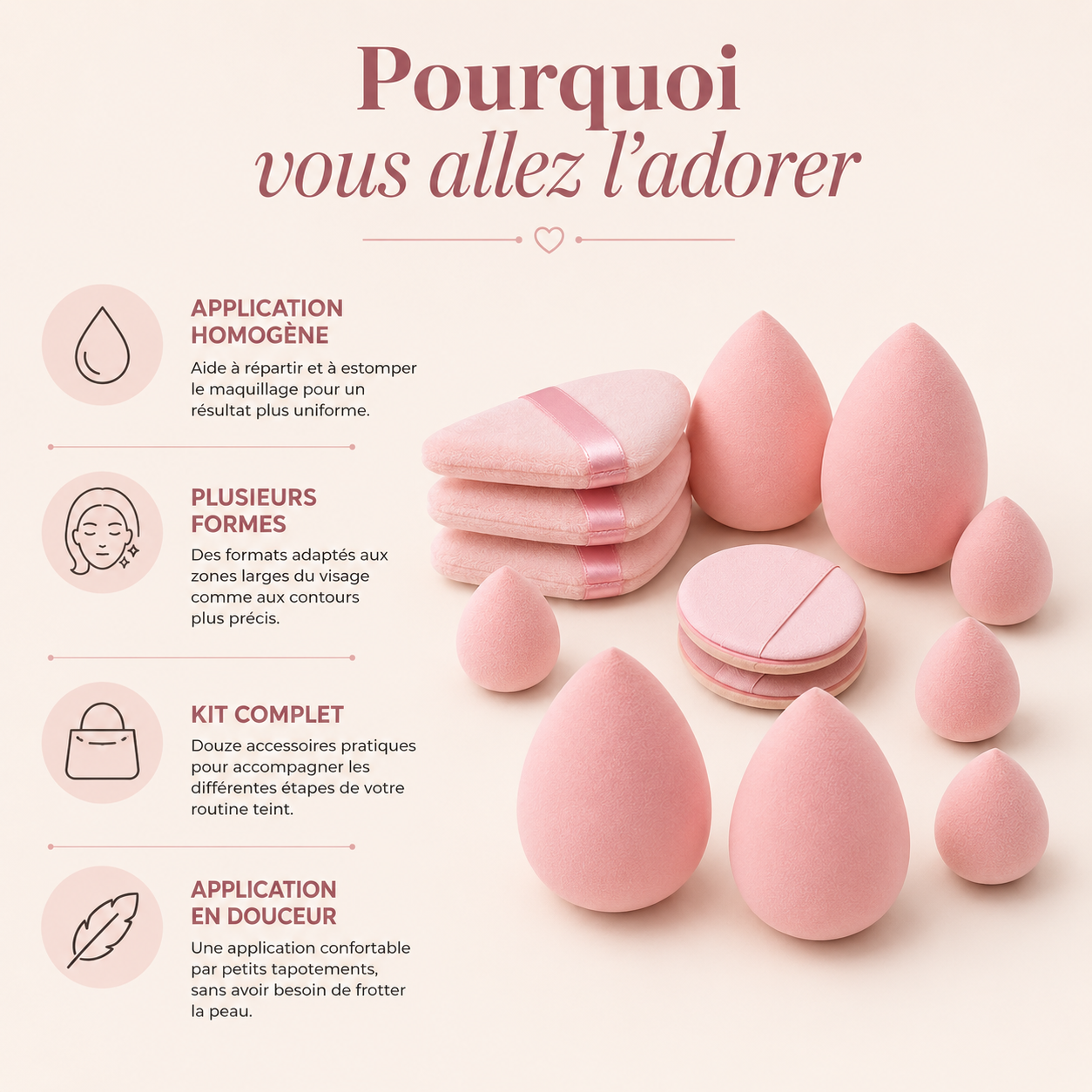 Kit de 12 éponges de maquillage