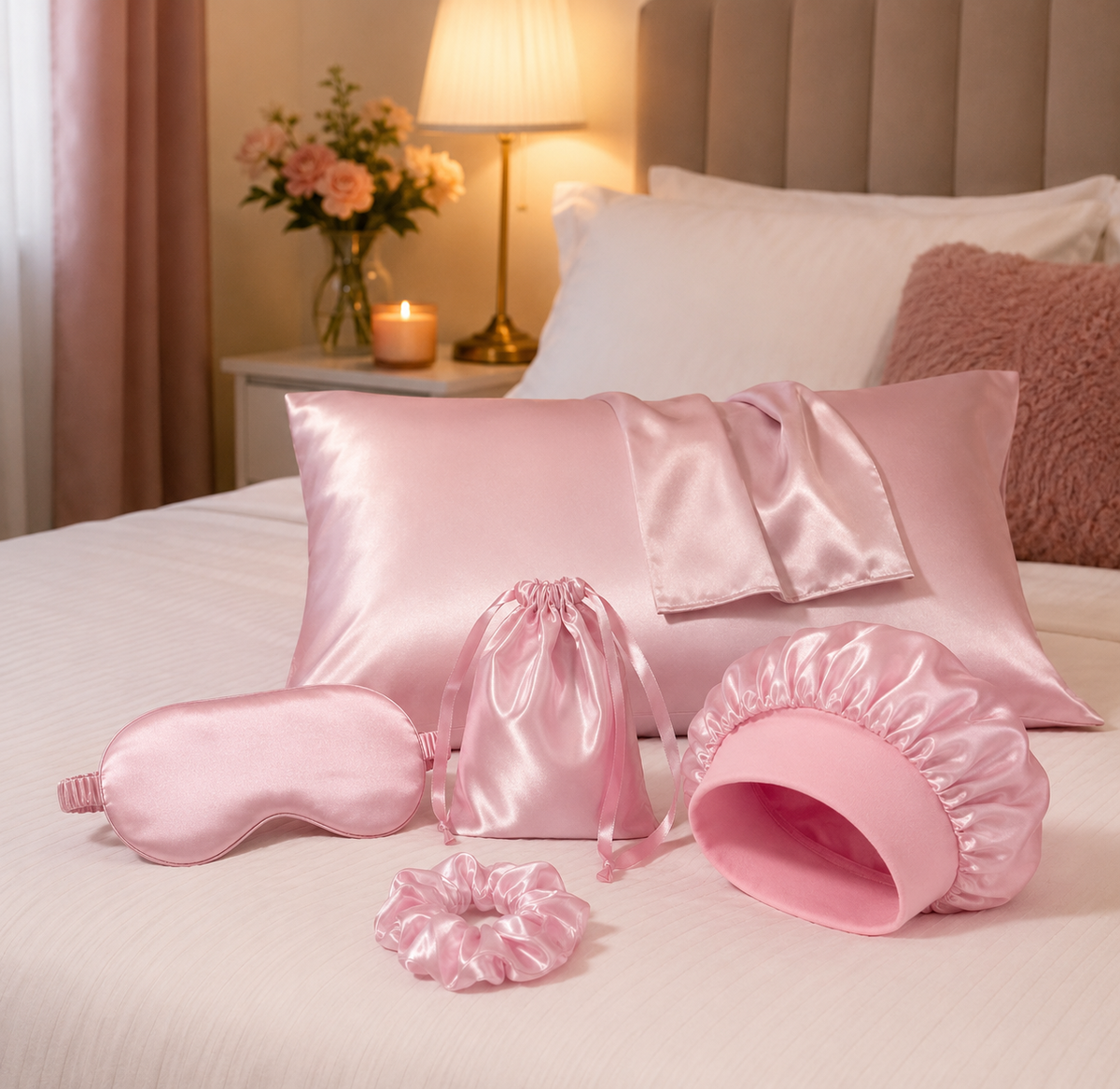 Kit sommeil en satin 5 pièces