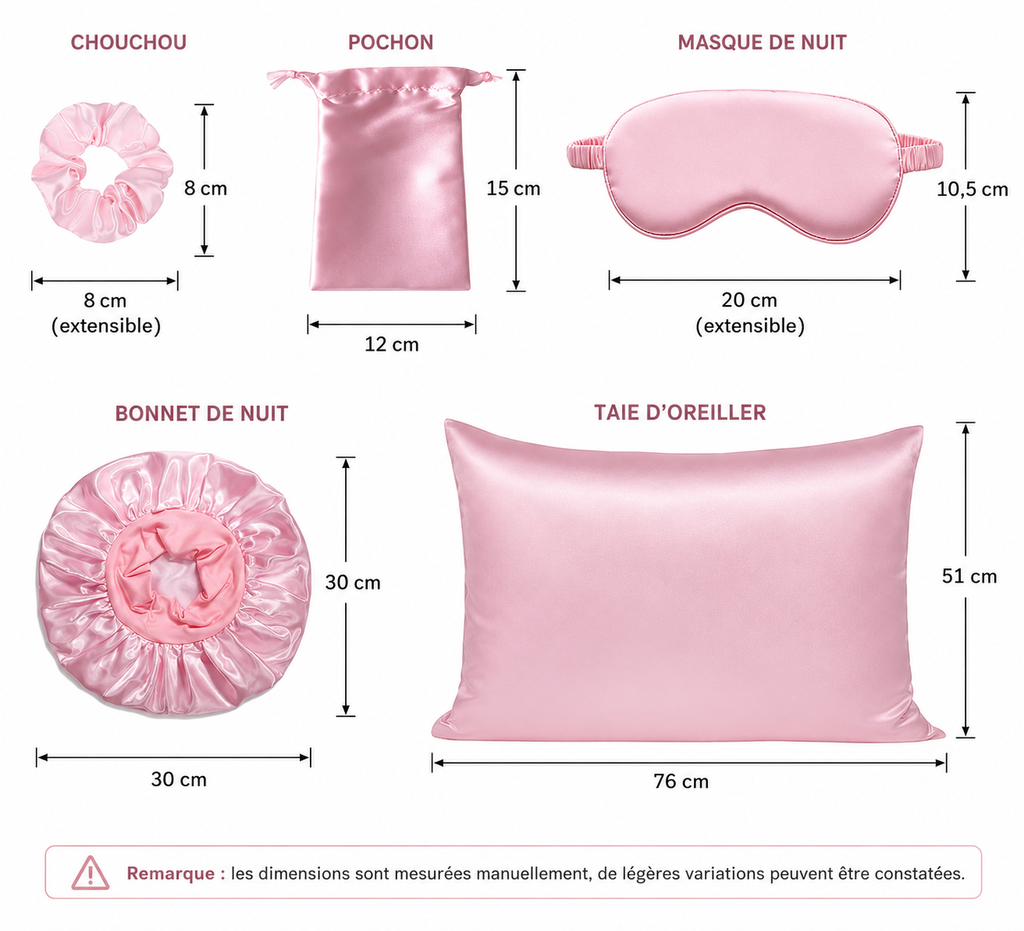 Kit sommeil en satin 5 pièces