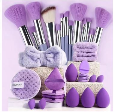 Ensemble beauté 33 pièces, kit maquillage, éponges de beauté grandes et petites pour une application et un démaquillage impeccables, ensemble complet