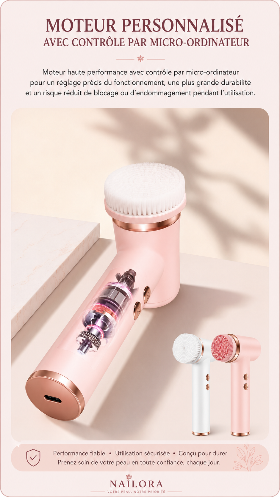 Brosse nettoyante visage électrique – 4 têtes interchangeables