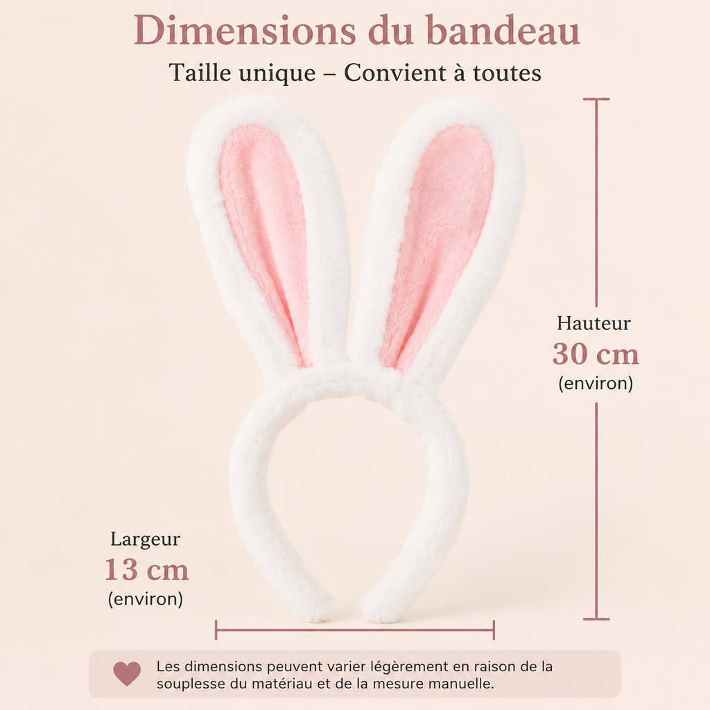 Bandeau oreilles de lapin en peluche