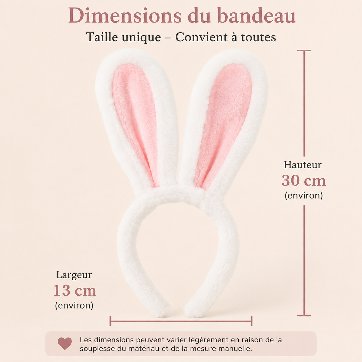 Bandeau oreilles de lapin en peluche