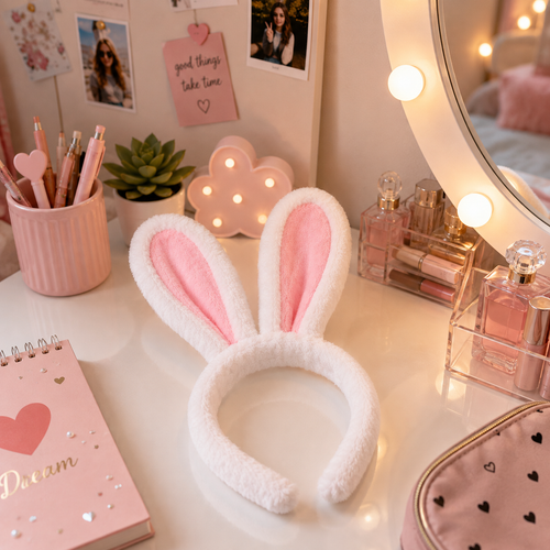 Bandeau oreilles de lapin en peluche