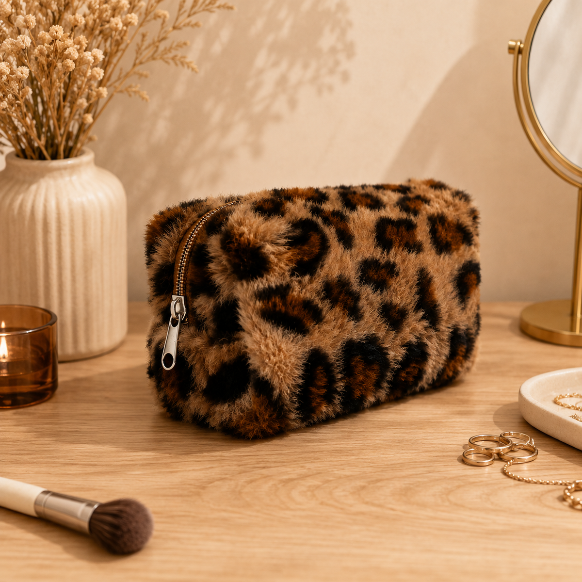 Trousse de maquillage léopard