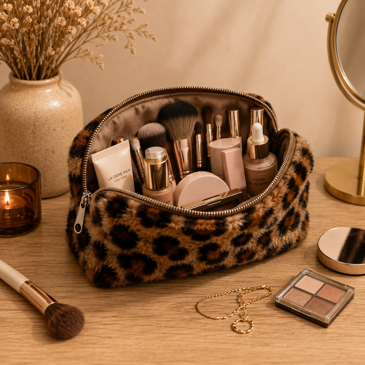 Trousse de maquillage léopard