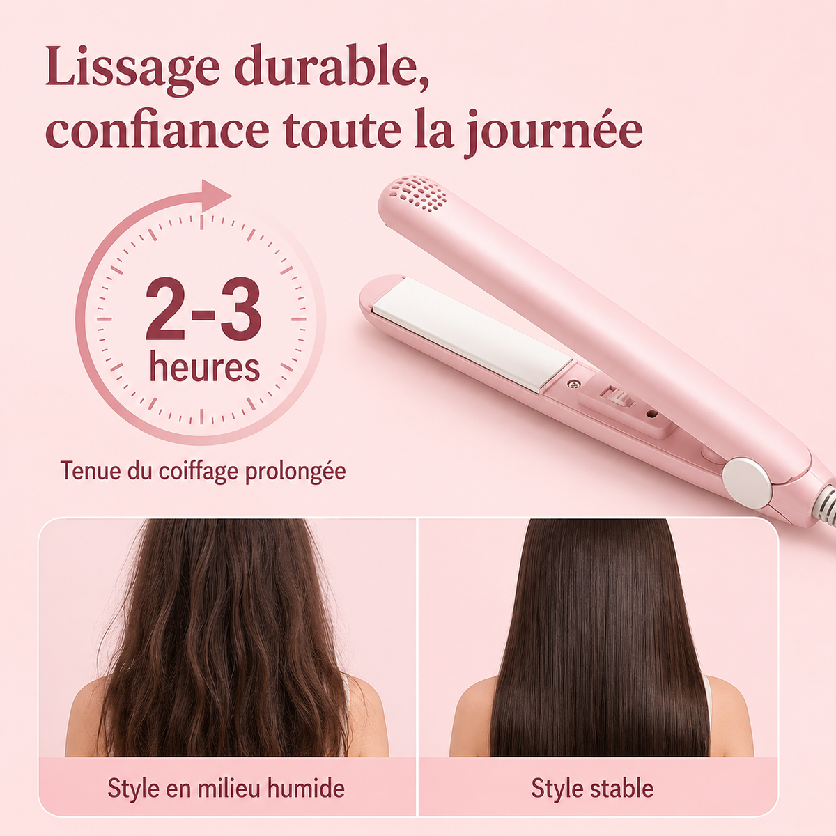 Lisseur cheveux céramique portatif