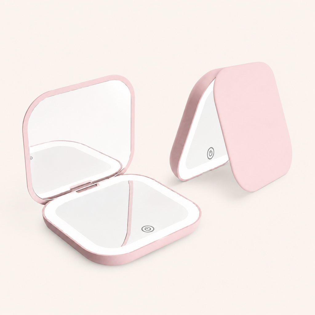 Miroir de maquillage LED pliable