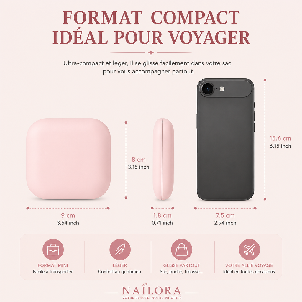 Miroir de maquillage LED pliable