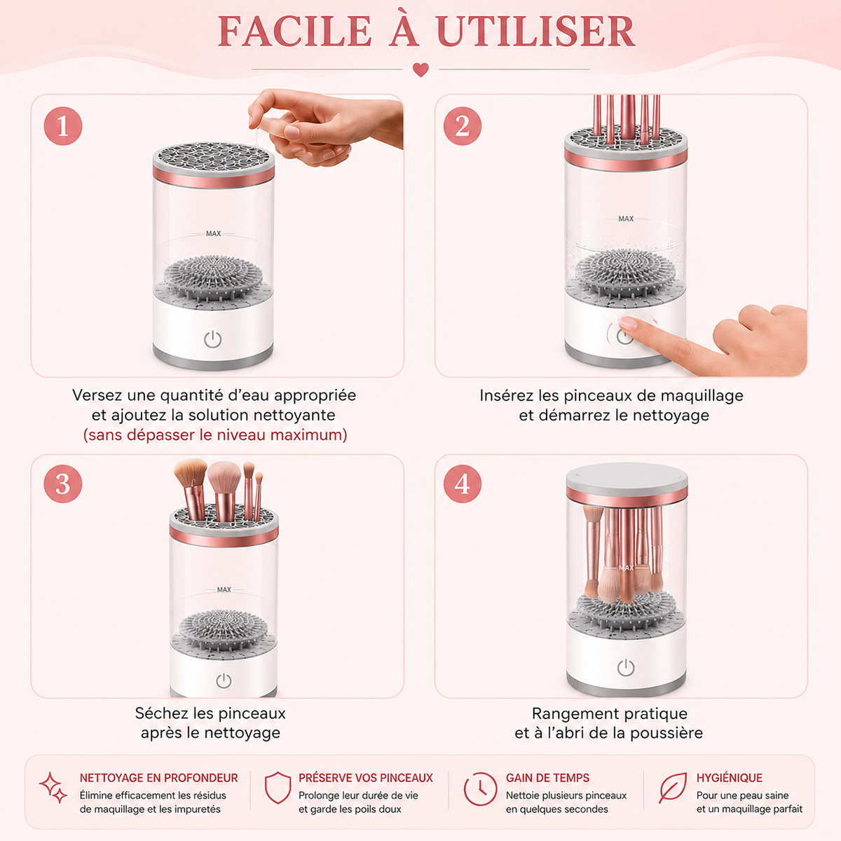 Nettoyeur & sécheur électrique pour pinceaux – USB