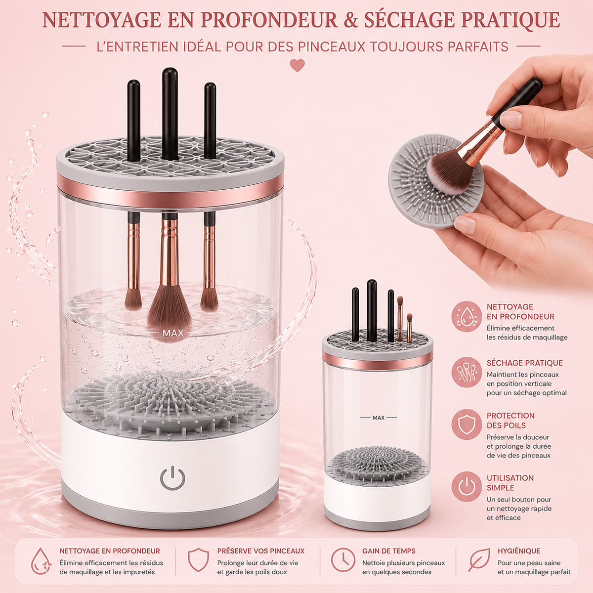 Nettoyeur & sécheur électrique pour pinceaux – USB
