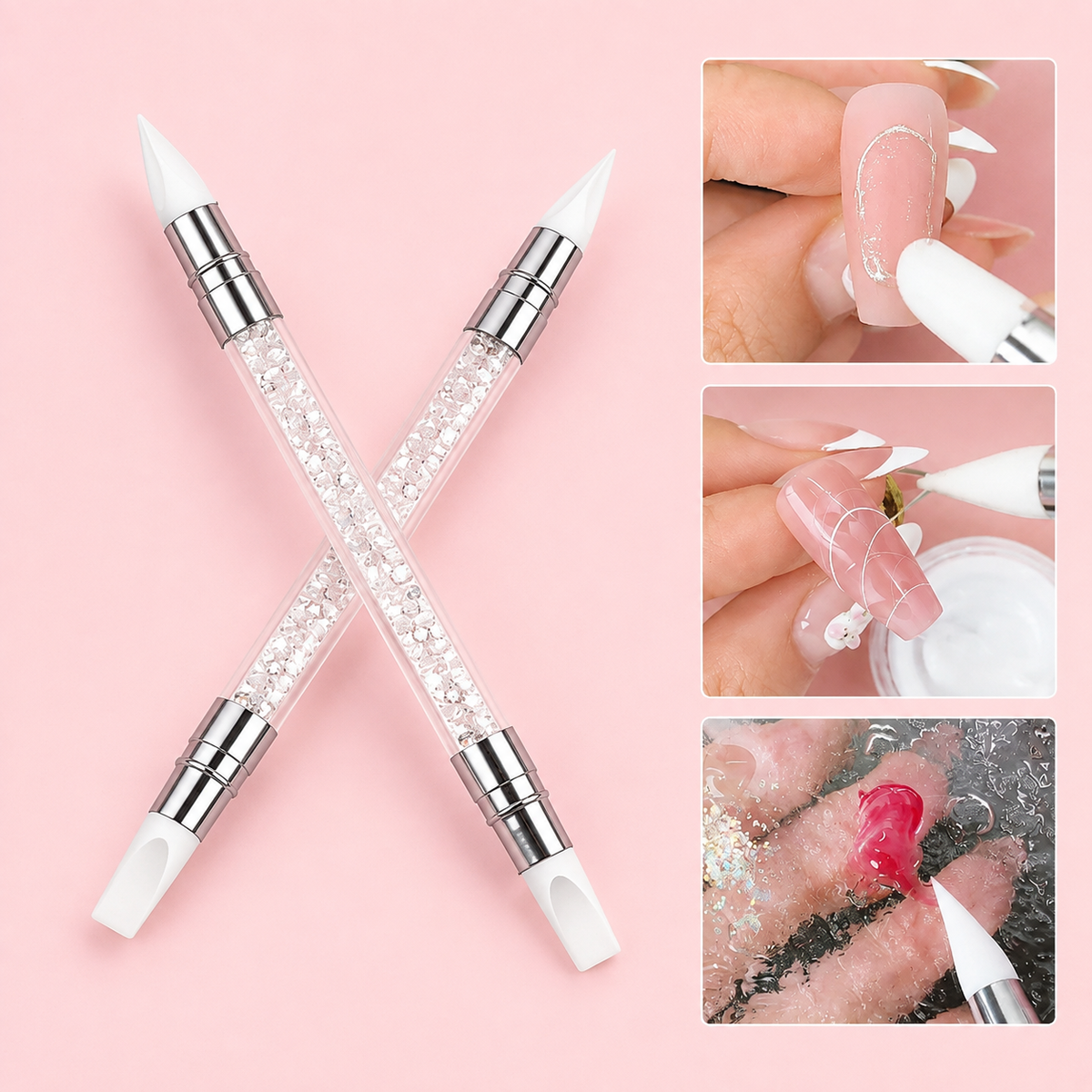 Stylo en silicone Nail Art – Double embout pour modelage & détails 3D