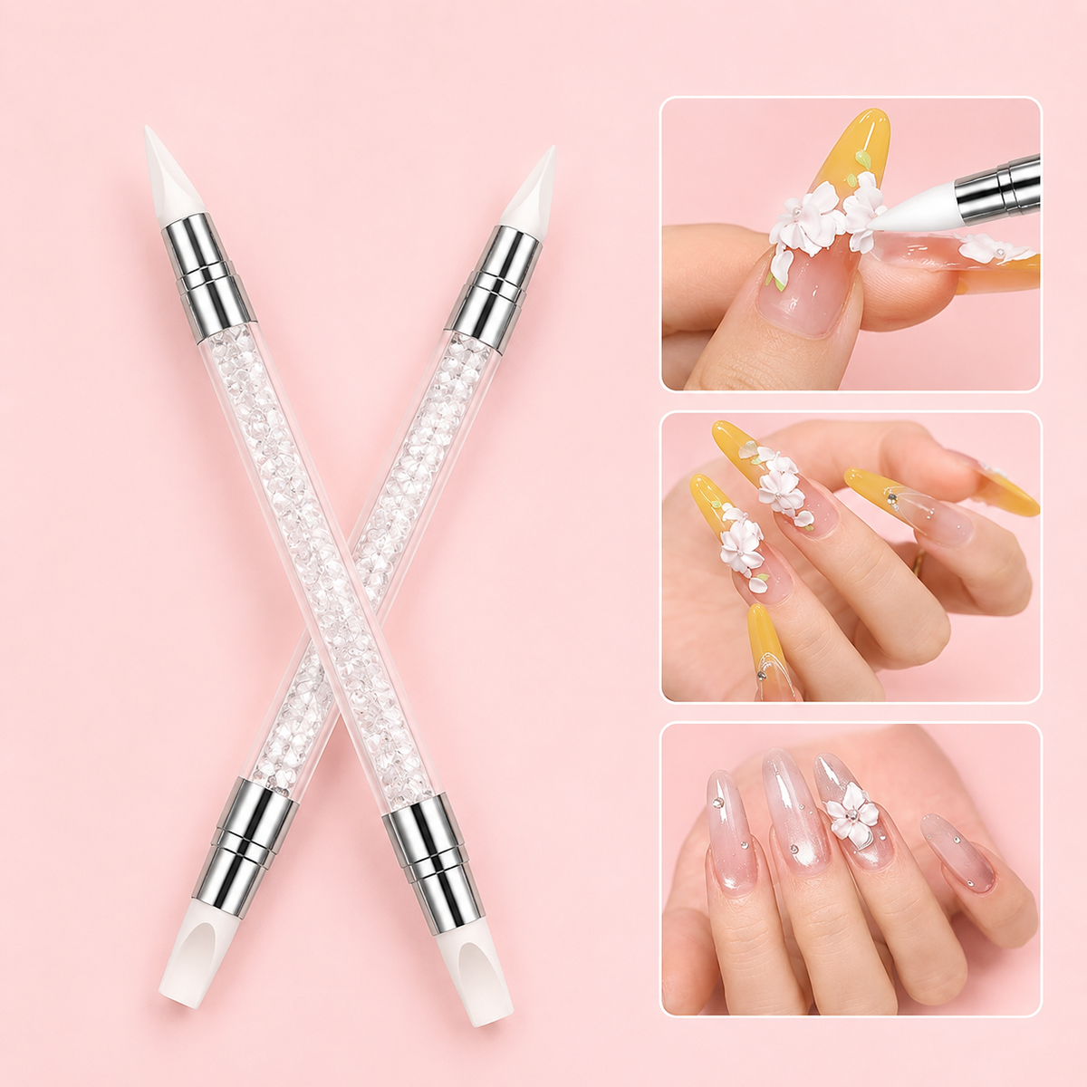 Stylo en silicone Nail Art – Double embout pour modelage & détails 3D