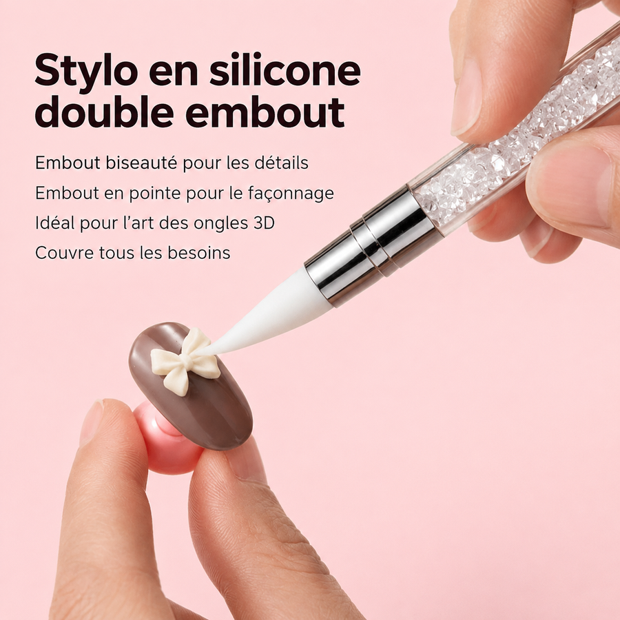 Stylo en silicone Nail Art – Double embout pour modelage & détails 3D