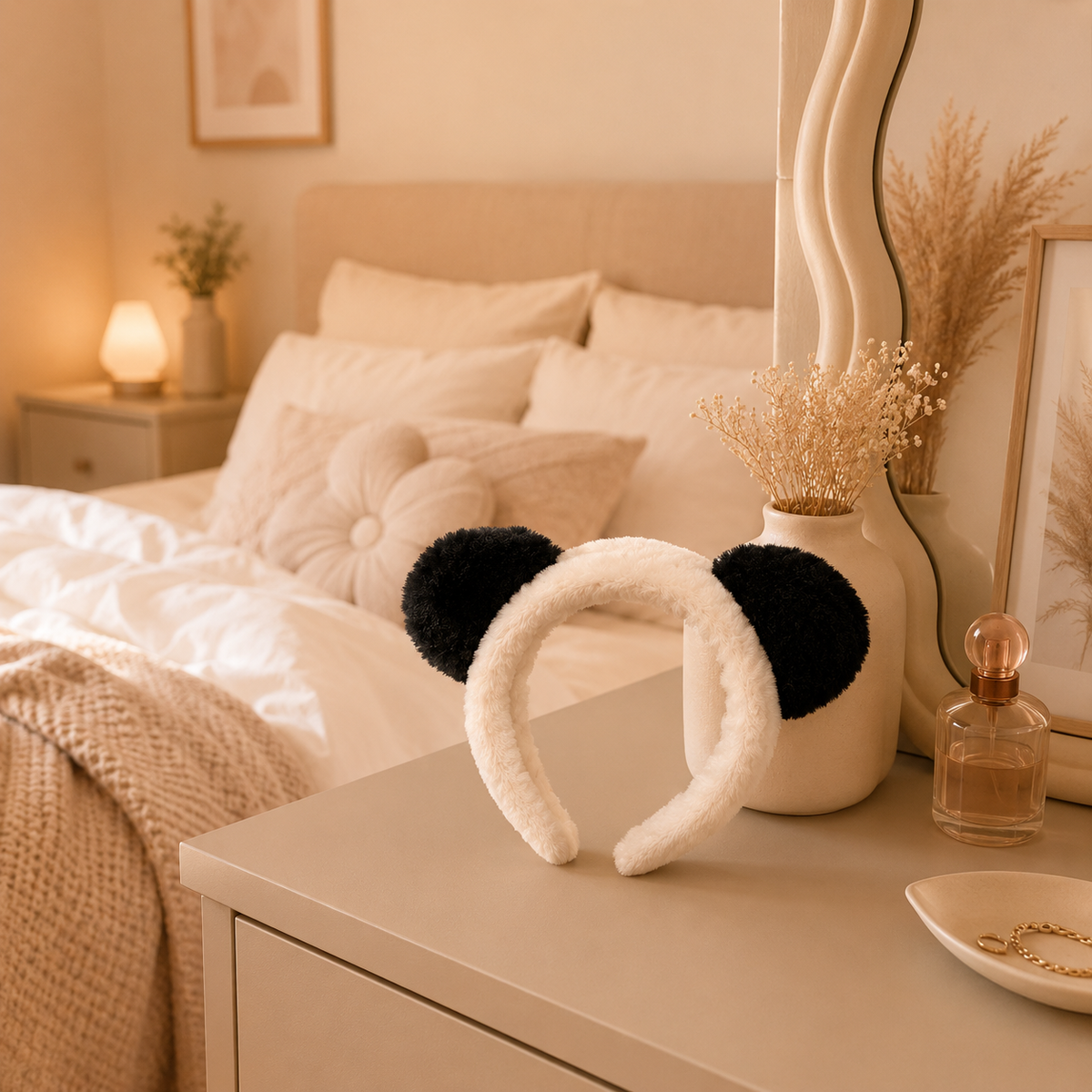 Bandeau peluche oreilles de panda