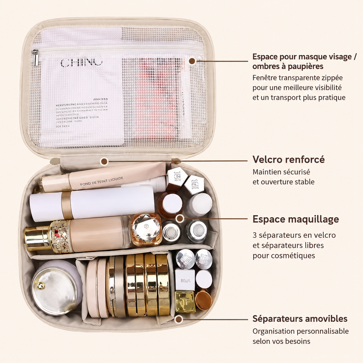 Trousse de maquillage compartimentée
