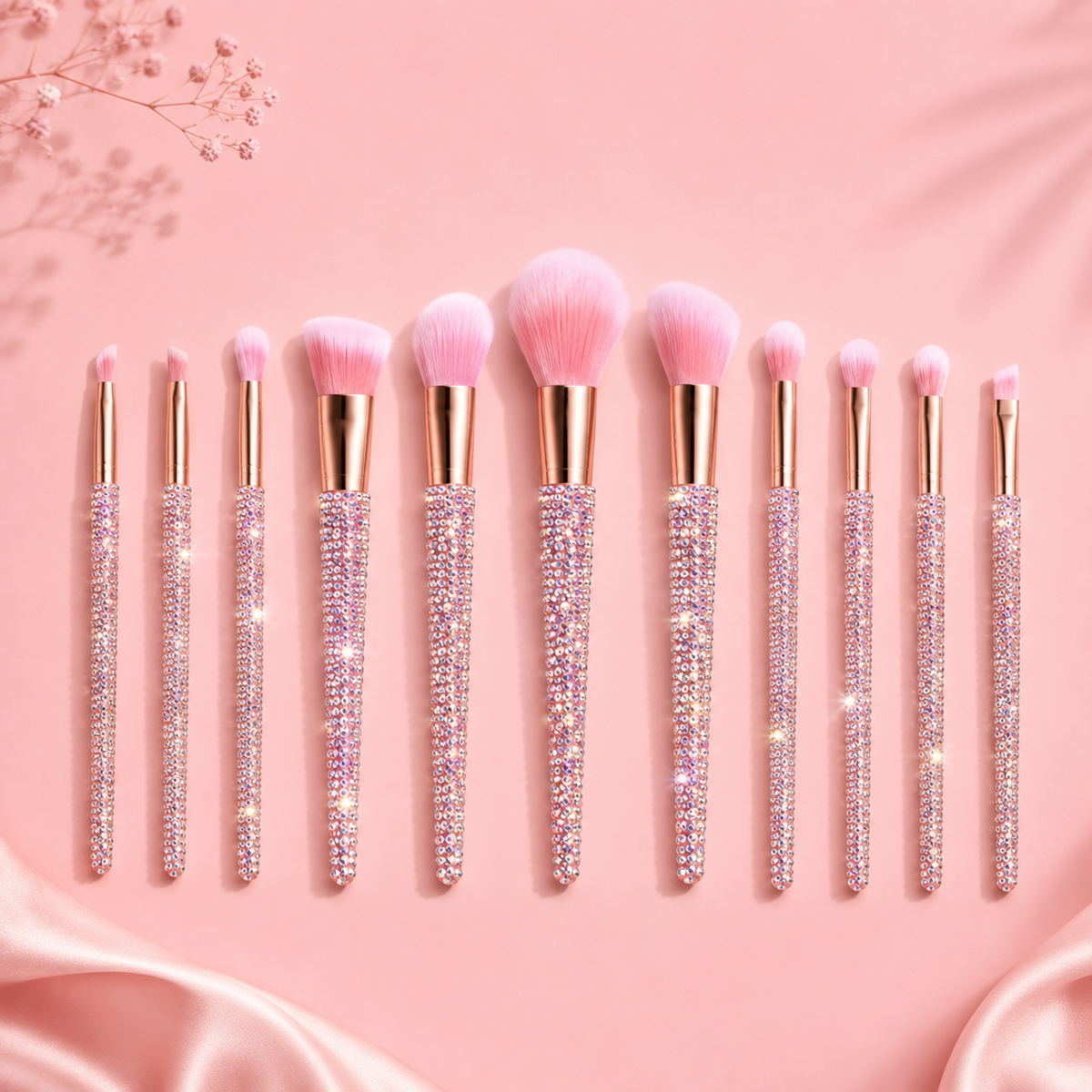 Set de 12 pinceaux maquillage à strass