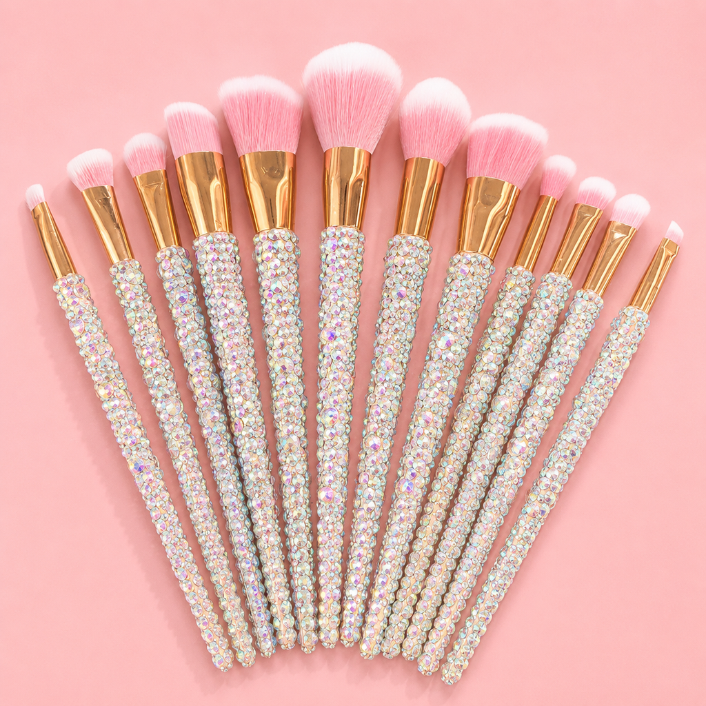 Set de 12 pinceaux maquillage à strass