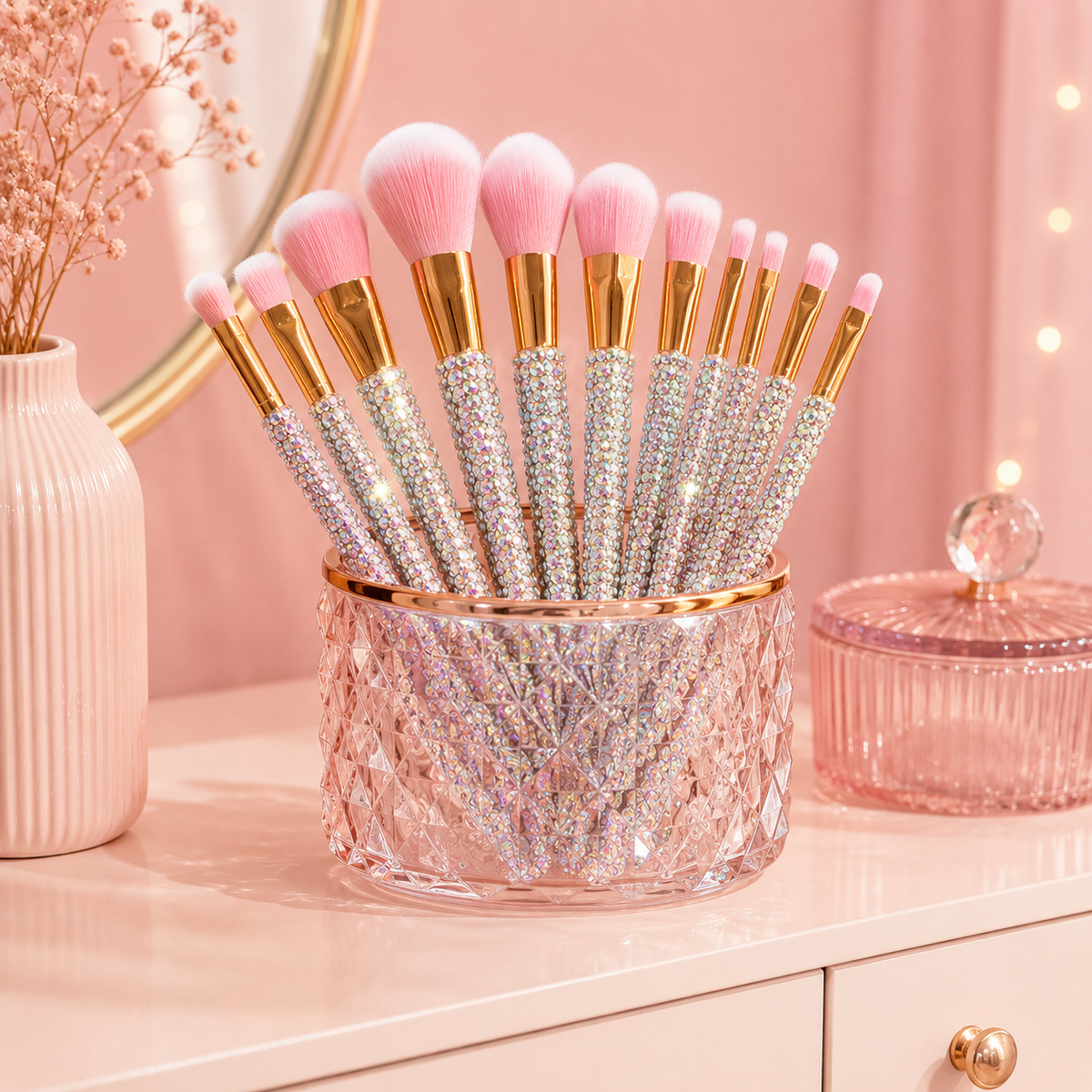 Set de 12 pinceaux maquillage à strass