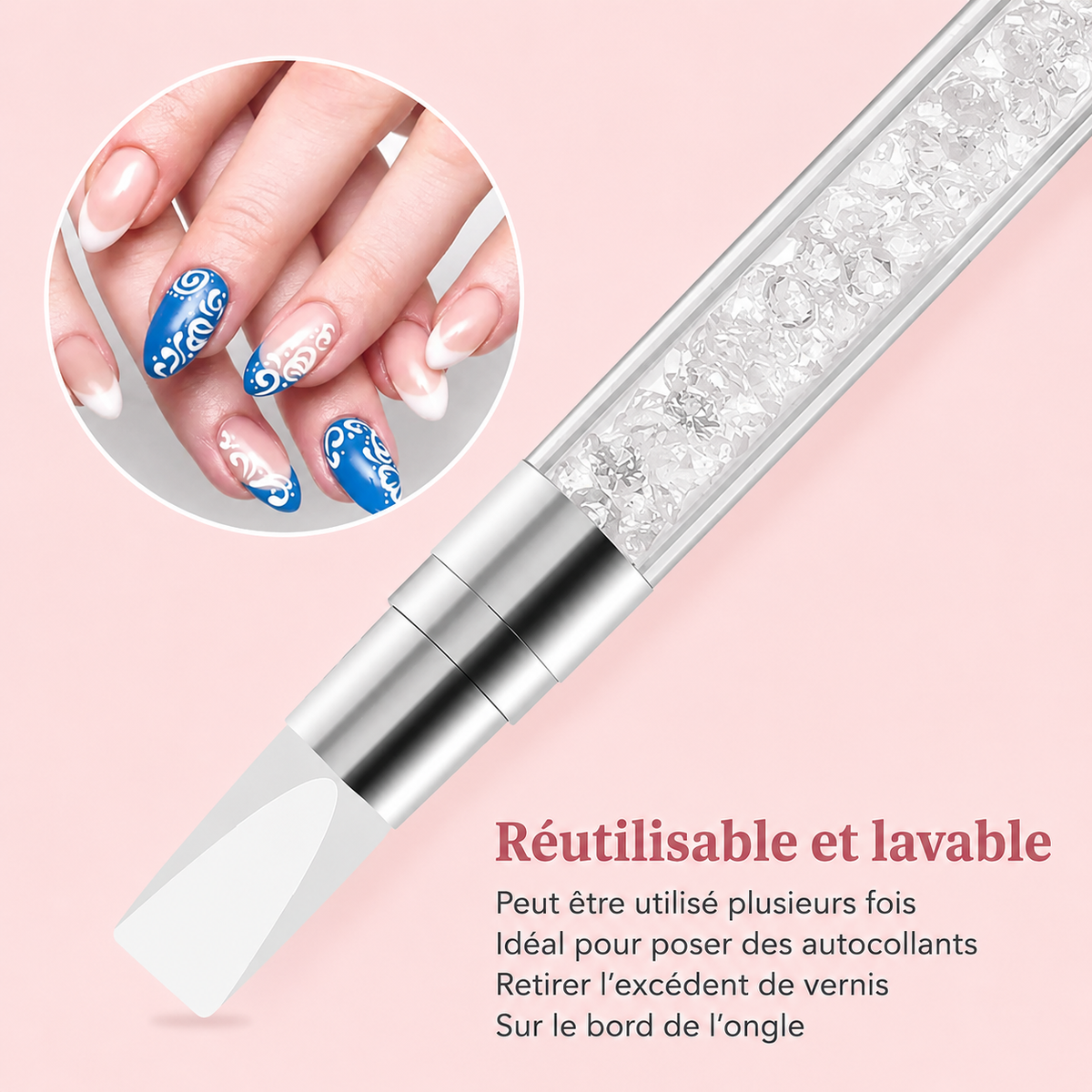 Stylo en silicone Nail Art – Double embout pour modelage & détails 3D
