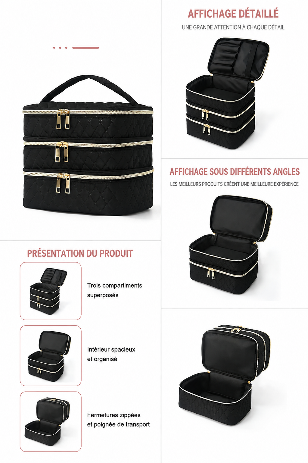 Trousse de maquillage 3 compartiments