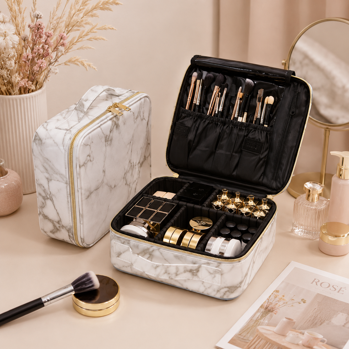 Vanity de maquillage effet marbre