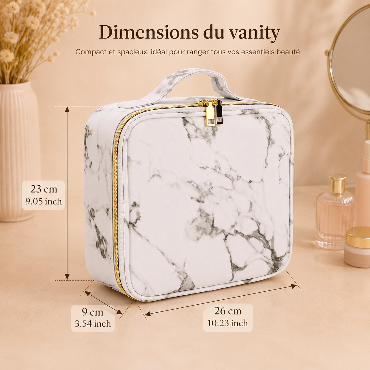 Vanity de maquillage effet marbre